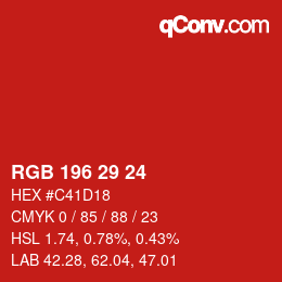 Color code: RGB 196 29 24 | qconv.com
