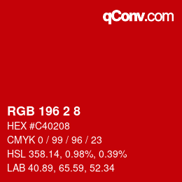 カラーコード: RGB 196 2 8 | qconv.com