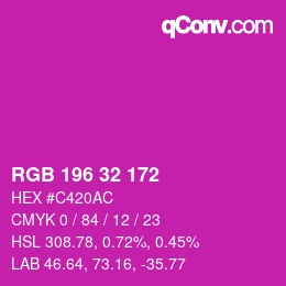 Color code: RGB 196 32 172 | qconv.com