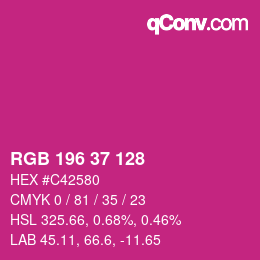 Color code: RGB 196 37 128 | qconv.com
