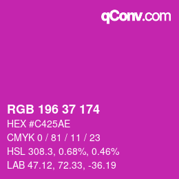 Color code: RGB 196 37 174 | qconv.com