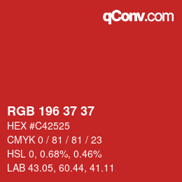 カラーコード: RGB 196 37 37 | qconv.com