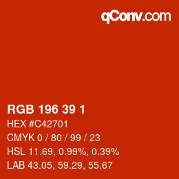 Color code: RGB 196 39 1 | qconv.com