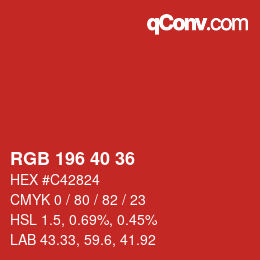 カラーコード: RGB 196 40 36 | qconv.com