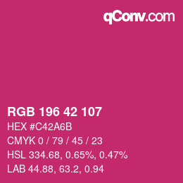 颜色代码: RGB 196 42 107 | qconv.com