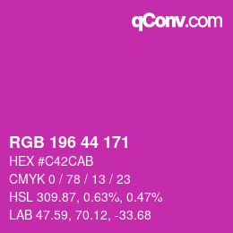 颜色代码: RGB 196 44 171 | qconv.com