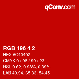 カラーコード: RGB 196 4 2 | qconv.com