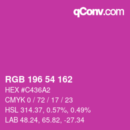 Color code: RGB 196 54 162 | qconv.com
