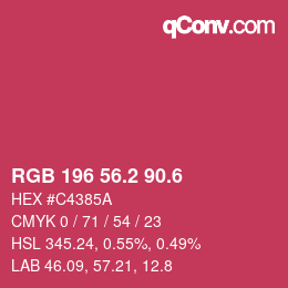 カラーコード: RGB 196 56.2 90.6 | qconv.com