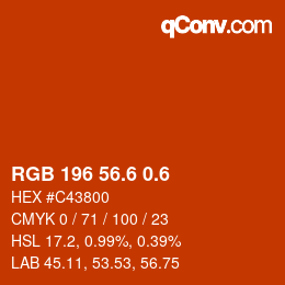 カラーコード: RGB 196 56.6 0.6 | qconv.com