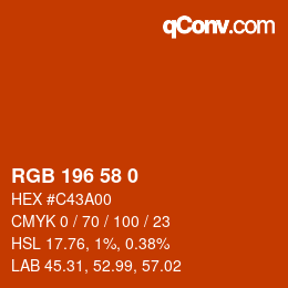 Color code: RGB 196 58 0 | qconv.com