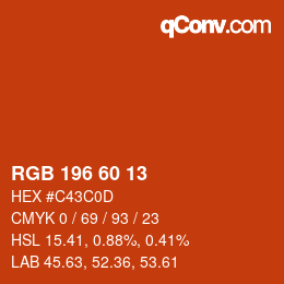 カラーコード: RGB 196 60 13 | qconv.com