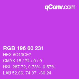 颜色代码: RGB 196 60 231 | qconv.com