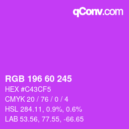 カラーコード: RGB 196 60 245 | qconv.com