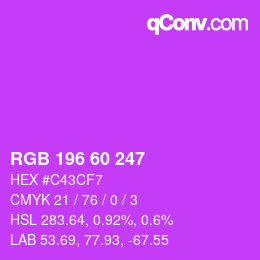颜色代码: RGB 196 60 247 | qconv.com