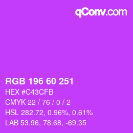 カラーコード: RGB 196 60 251 | qconv.com