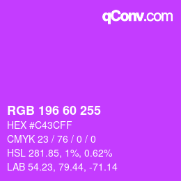 Color code: RGB 196 60 255 | qconv.com