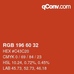 カラーコード: RGB 196 60 32 | qconv.com