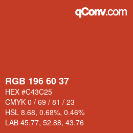 カラーコード: RGB 196 60 37 | qconv.com