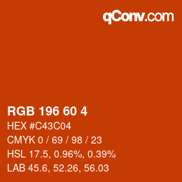 カラーコード: RGB 196 60 4 | qconv.com