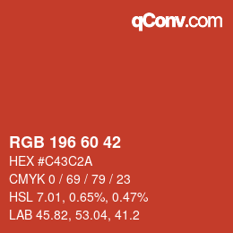 カラーコード: RGB 196 60 42 | qconv.com