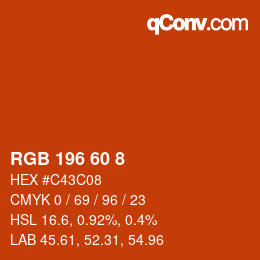 颜色代码: RGB 196 60 8 | qconv.com