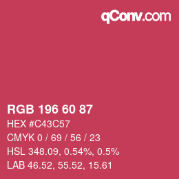 カラーコード: RGB 196 60 87 | qconv.com