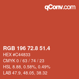 カラーコード: RGB 196 72.8 51.4 | qconv.com
