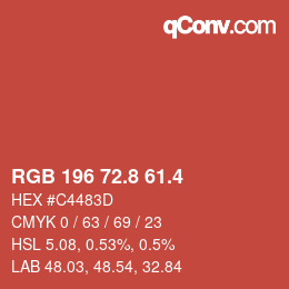 カラーコード: RGB 196 72.8 61.4 | qconv.com