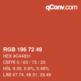 颜色代码: RGB 196 72 49 | qconv.com