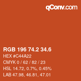 カラーコード: RGB 196 74.2 34.6 | qconv.com
