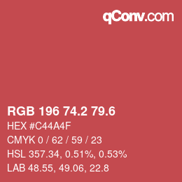 カラーコード: RGB 196 74.2 79.6 | qconv.com