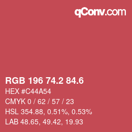カラーコード: RGB 196 74.2 84.6 | qconv.com