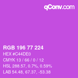颜色代码: RGB 196 77 224 | qconv.com
