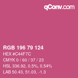 カラーコード: RGB 196 79 124 | qconv.com