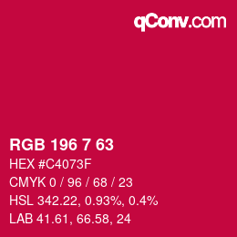 颜色代码: RGB 196 7 63 | qconv.com