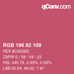 Color code: RGB 196 82 109 | qconv.com