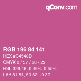 Color code: RGB 196 84 141 | qconv.com