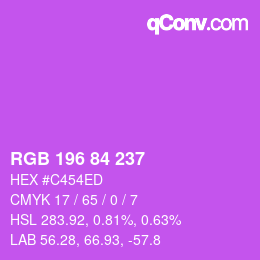 Código de color: RGB 196 84 237 | qconv.com