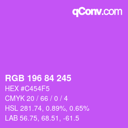 Color code: RGB 196 84 245 | qconv.com