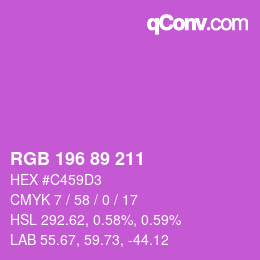 Color code: RGB 196 89 211 | qconv.com