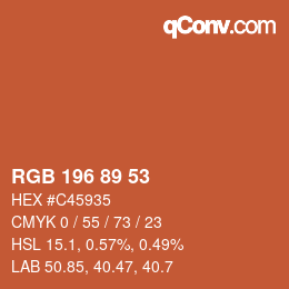 カラーコード: RGB 196 89 53 | qconv.com