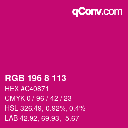Color code: RGB 196 8 113 | qconv.com