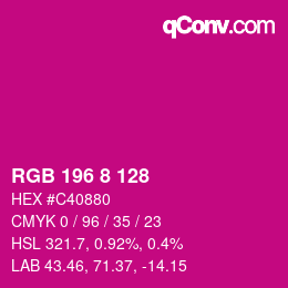 颜色代码: RGB 196 8 128 | qconv.com