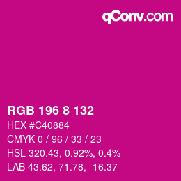 颜色代码: RGB 196 8 132 | qconv.com