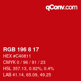 颜色代码: RGB 196 8 17 | qconv.com