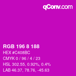 Color code: RGB 196 8 188 | qconv.com
