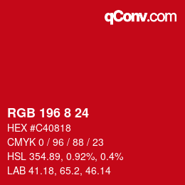颜色代码: RGB 196 8 24 | qconv.com