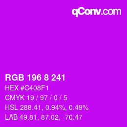 Color code: RGB 196 8 241 | qconv.com