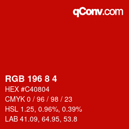 Color code: RGB 196 8 4 | qconv.com